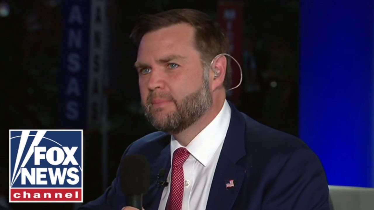 JD Vance speaks with Hannity on set at the Republican convention in Dallas