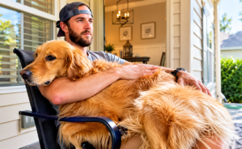 A Dog Dad Builds the Coziest Recovery Crate for His Golden After Surgery